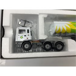 Three Corgi 1:50 scale lorries - Gold Star Special ERF EC Petrol Tanker - BP No.CC11907; limited edition Knights of Old 50th Anniversary 1953-2003 Scania Topline Curtainside No.12911; and limited edition Volvo FH Fridge Trailer - Van der Kwaak No.CC12419; all boxed (3)