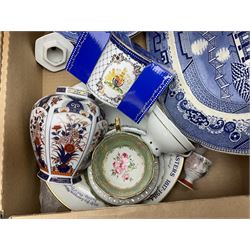 Victorian and later ceramics and glassware, to include cranberry glass, Limoges, blue and white, teawares etc