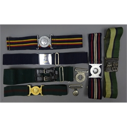  Seven Military Stable Belts with Regimental buckles The Corps of Royal Electrical and Mechanical Engineers, Women's Royal Army Corps, The Royal Australian Regiment buckle, Royal Corps of Transport, Royal Signals and two others (7)  