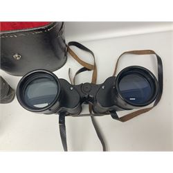 Pair of Asahi Pentax Prism binoculars, a pair of Dolland binoculars, other binoculars, including cased examples and a Miranda Pro 3 tripod