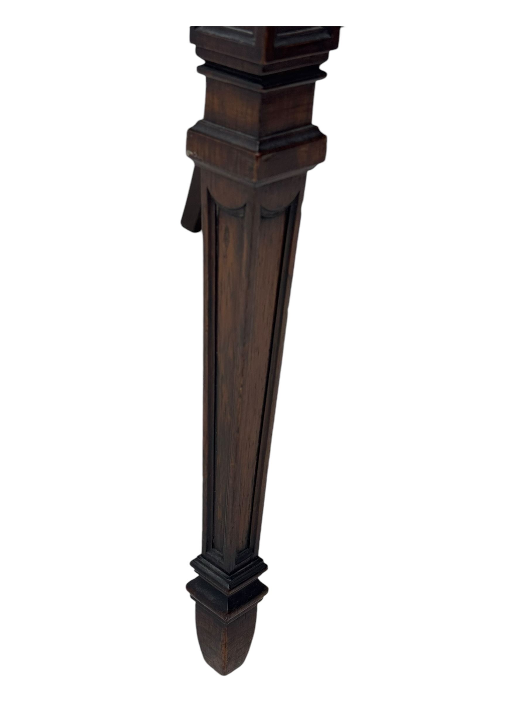 Late 19th century mahogany open armchair, lattice splat back, acanthus carved arm terminals, on square tapering supports with spade feet