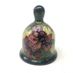  Moorcroft Year Bell, First Edition 1983 decorated in the Hibiscus pattern no. 100/1000  