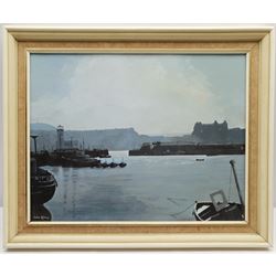 John Kemp (British 20th century): Summer Scarborough Harbour, oil on board signed 34cm x 44cm