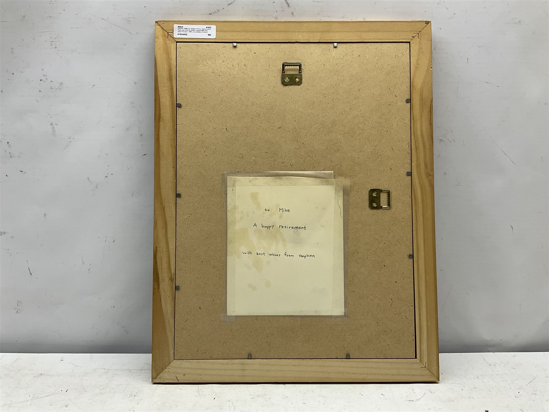 Stephen Wiltshire (British 1974-): 'Sacre Coeur' Paris, pen and ink sketch signed titled and dated October 1988, personalised dedication verso 29cm x 19cm 
Notes: Wiltshire is a renowned autistic savant who can produce detailed architectural drawings from memory after viewing a scene just once. He has been compared to the character of Raymond Babbitt in the 1988 film Rain Man, which the artist considers one of his favourite films; coincidentally, the present picture was drawn by Stephen in the same year, when he was aged just fourteen. The following year, he appeared on the cover of You magazine with actor Dustin Hoffman, who portrayed Babbitt. In 2006, he was awarded an MBE and opened a permanent gallery on the Royal Opera Arcade in London.