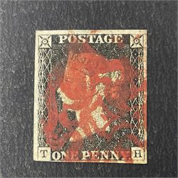 Three Great Britain Queen Victoria penny black stamps, all with red MX cancels