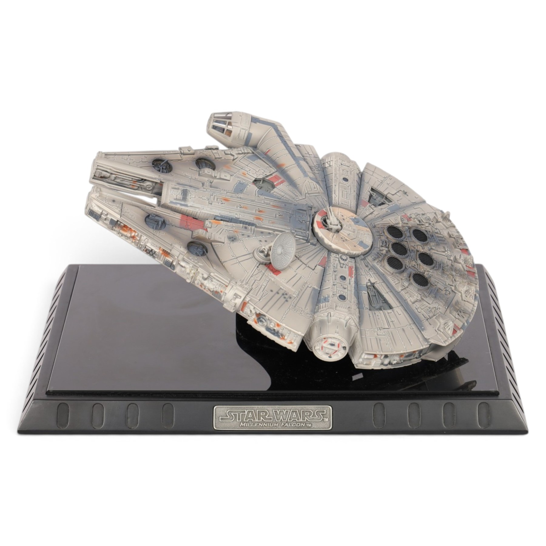 Code 3 Collectibles Star Wars Millennium Falcon  1:80 scale diecast replica, on display plinth with acrylic case, boxed, case H23cm, W40cm