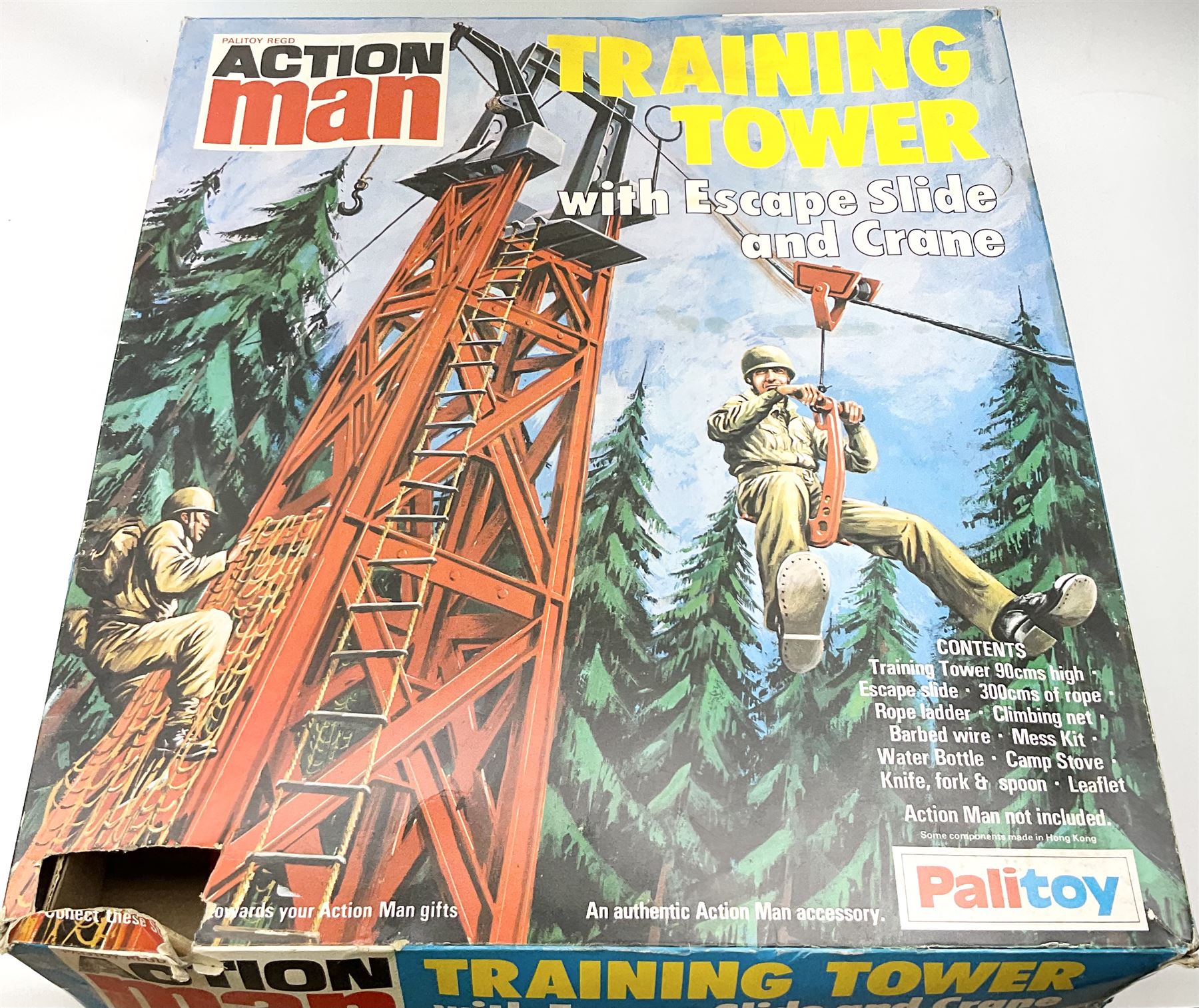 Palitoy Action Man - boxed Pursuit Craft and another unboxed part craft; together with a boxed Training Tower and another unboxed part tower