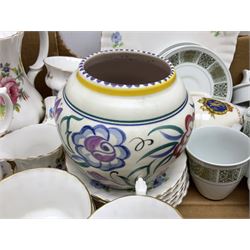 Poole vase decorated with flowers, no 877, Copeland Spode Dauphine pattern coffee service for six, and floral Richmond teawares