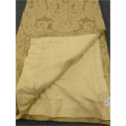  Pair lined beige curtains detailed with classical swags, W125cm, D205cm  