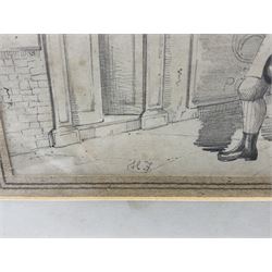 English School (Mid 19th century): Temperance Movement Cartoons, pair pencil drawings signed with indistinct monogram, possibly HF or HJ 19cm x 25cm (2)