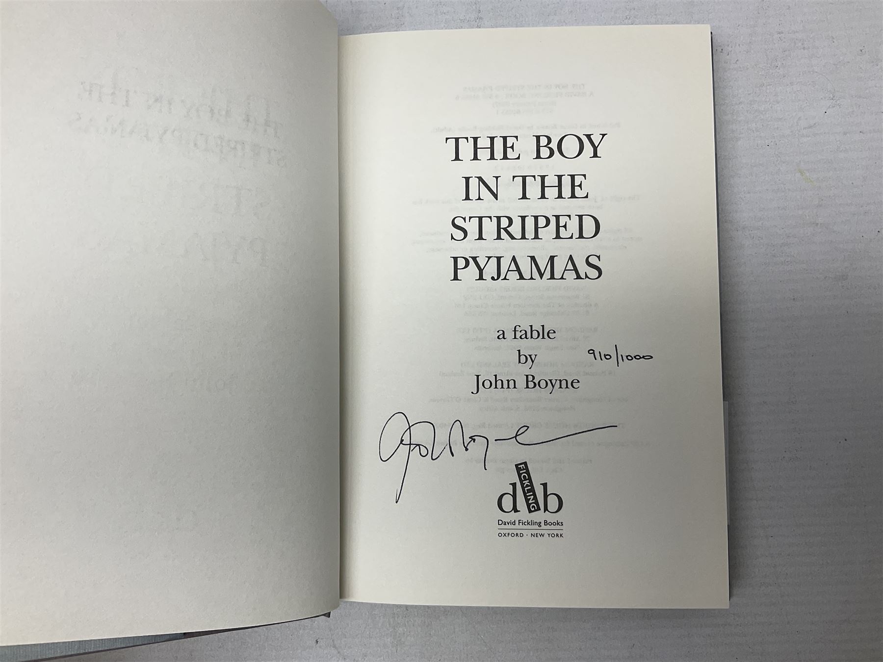 Collection of first edition books, to include John Boyne; The Boy in the Striped Pyjamas, limited edition 910/1000, singed by author, Jasper Fforde; The Eyre Affair, signed by author, Mark Haddon; The Curious Incident of the Dog in the Night-time , D.A.Stern; The Blair Witch Project: A Dossier, etc (16)
