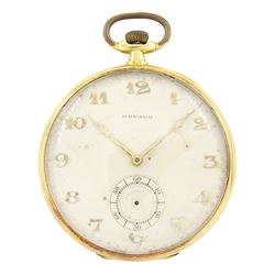 Early 20th century 18ct gold open face Swiss lever pocket watch by Movado, cream dial with...