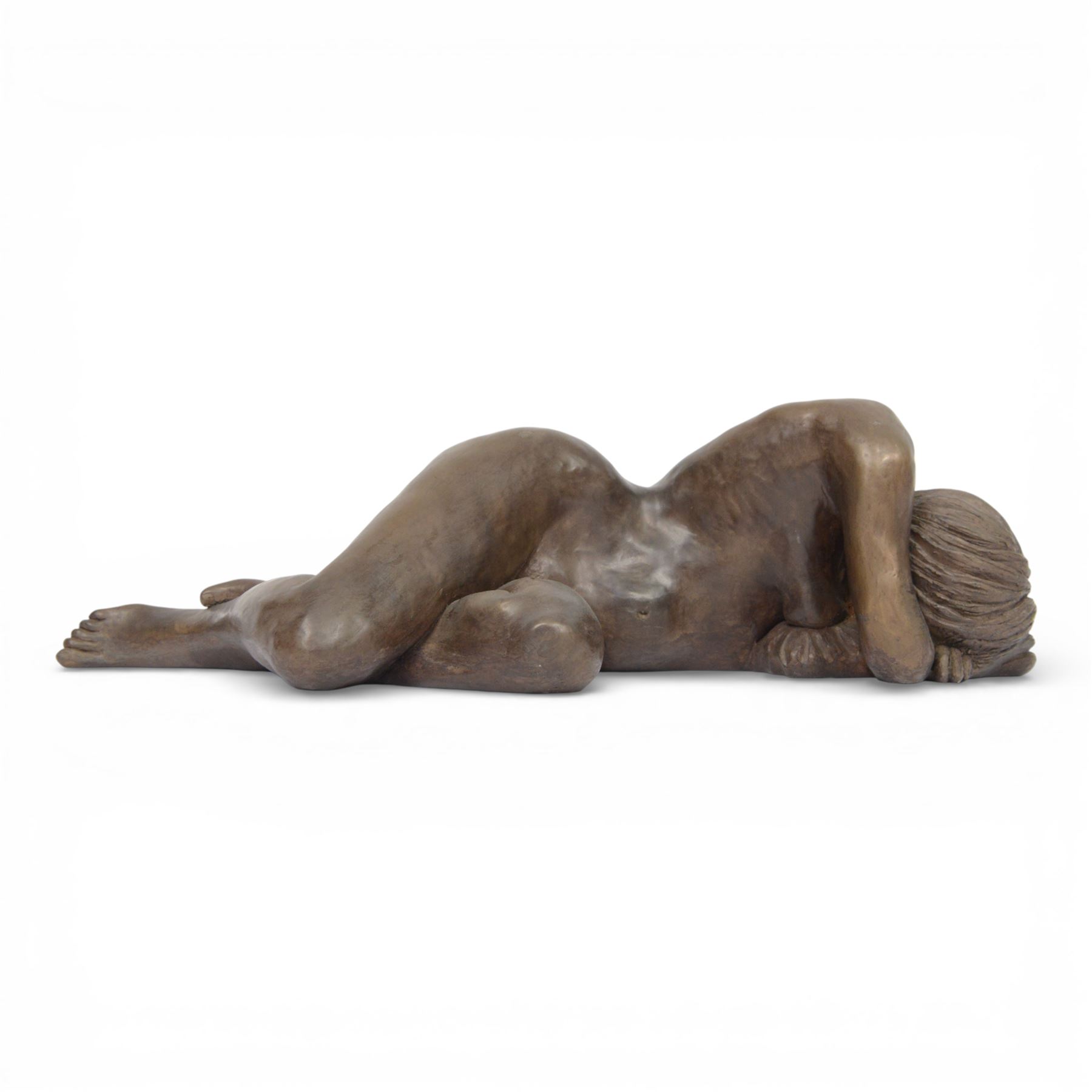 Sonia Dobbs: Reclining Nude, cold cast bronze, signed beneath, with certificate of authenticity, H13cm 