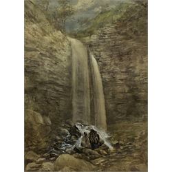 Thomas Girtin (British 1775-1802): 'Melincourt Fall Vale of Neath' near Swansea Wales, watercolour heightened in white unsigned 33cm x 23cm
Provenance: from the collection of Terence G Phillips, Danesbury House, Neath, Glamorgan