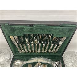 Canteen of cutlery together with Coalport basket, glass decanters and other collectables 