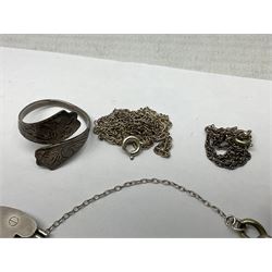 Silver charms including Pisces, money ring in box, Yorkshire rose and crown, on nickle bracelet, Victorian 1897 crown coin, silver-gilt opal and sapphire ring, silver ladies pocket watch, gilt cameo brooch, two commemorative coins, loose mounted on silver pendant necklaces and other Victorian and later jewellery