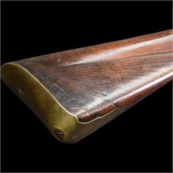 19th century 1793 Brown Bess flintlock musket, the 100cm barrel with ram rod under, full walnut stock with brass butt, carrying sling brackets, action marked Parsons and period triangular socket bayonet, L139cm
