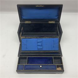 Victorian coromandel domed stationery box, the hinged lid enclosing a fitted interior, H13cm, L26cm