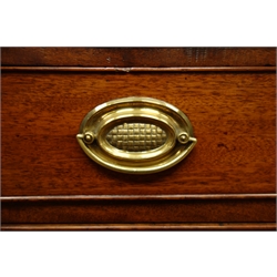  George III mahogany bureau, crossbanded fall front above four graduating drawers, W103cm, D52cm, H110cm  