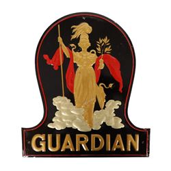 Group of nine fire insurance marks, comprising six Guardian Assurance Company, and three Reliance Insurance Company, one Caledonian Insurance Company, Guardian example H23cm