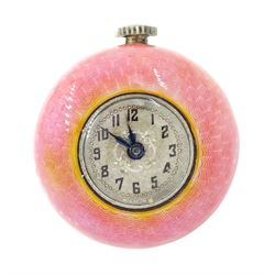 Early 20th century ladies keyless cylinder ball watch, silvered dial with Arabic hour mark...