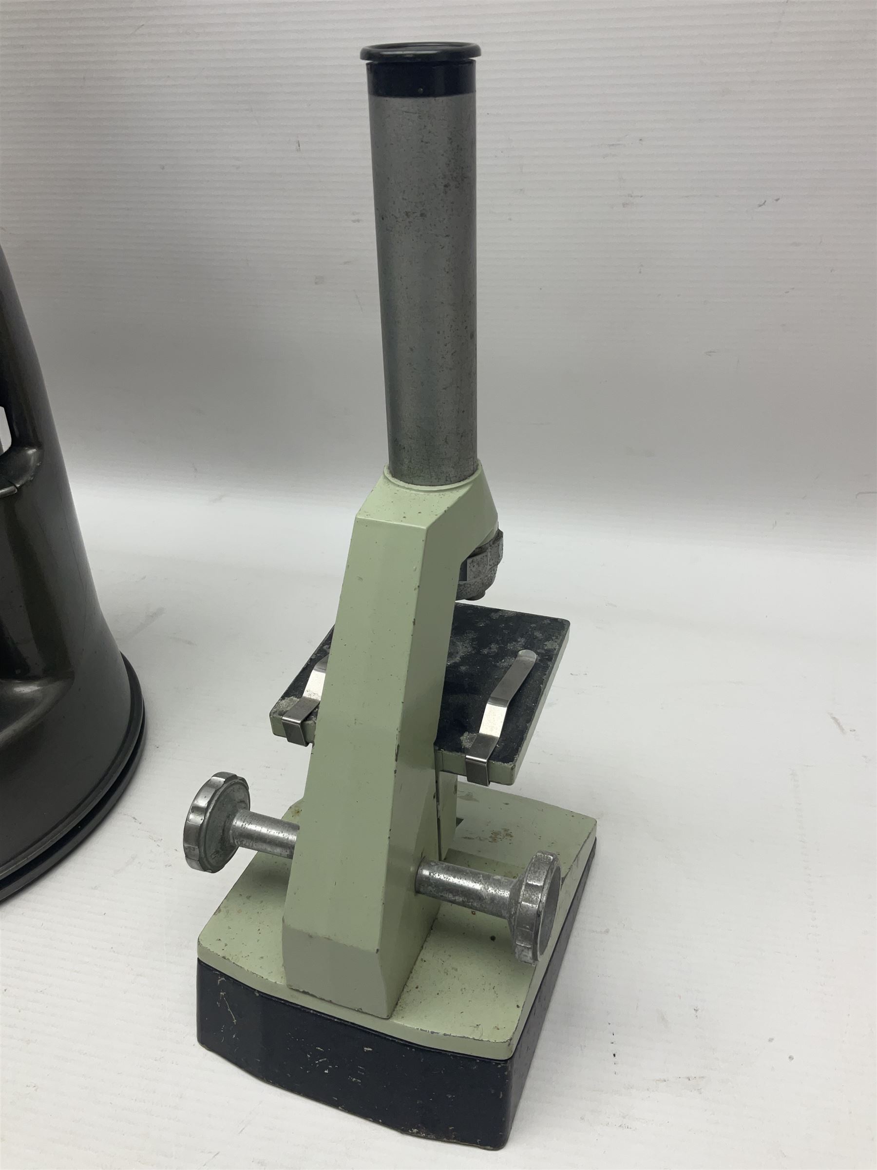 Four microscopes, comprising C Baker London Vickers, Back Diamax no 40956, Opax ABF no 232733 and one other 