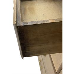 19th century walnut straight-front chest, fitted with two short and three long graduating drawers