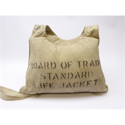  Board of Trade Standard Life Jacket, marked S broad arrow T Fully Shrunk L F   
