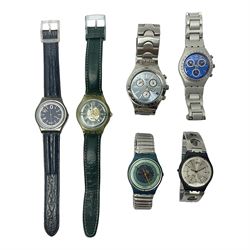 Six Swatch wristwatches, including automatic example