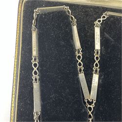 1930s silver chain of office, relating to the Hull Municipal Techical College, the enamel pendant inscribed HMTC OBA Chairman Executive Council, on a chain with seventeen bars, each engraved with the name and dates of previous holders of office, hallmarked W H Haseler Ltd, Birmingham 1933, contained within fitted case 