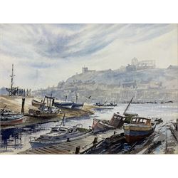 Desmond 'Des' G Sythes (British 1929-2008): Whitby from the Harbour, watercolour signed 30cm x 40cm