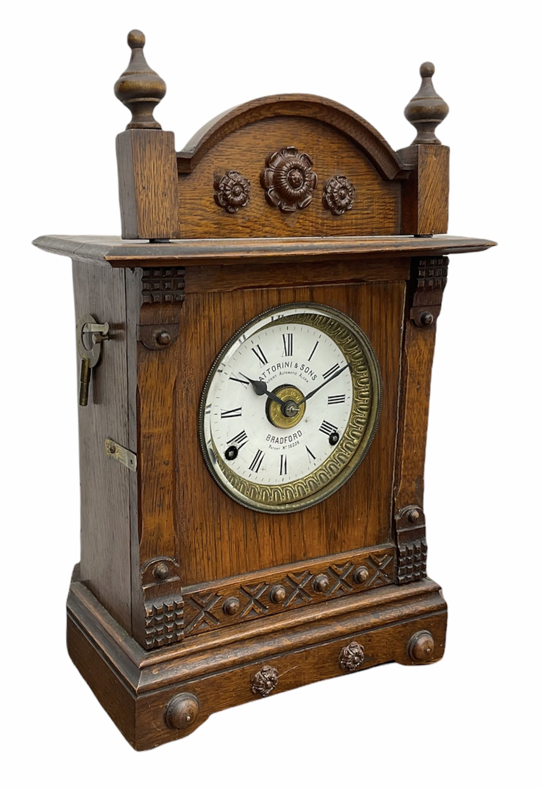 Fattorini & Sons early 20th century oak mantle clock The Furnishings