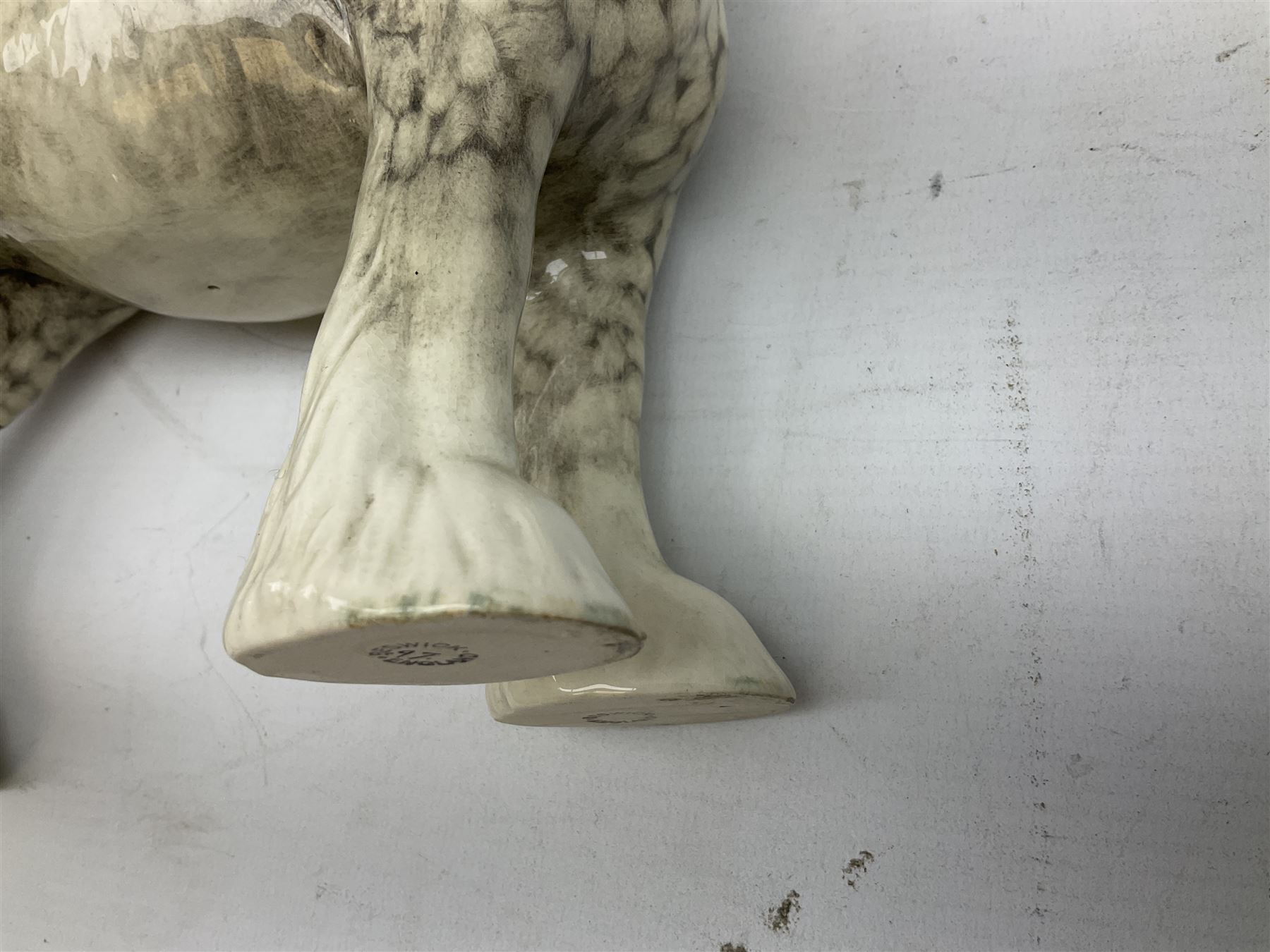 Beswick Shire horse in rocking horse grey no. 818, with printed mark beneath, H21cm