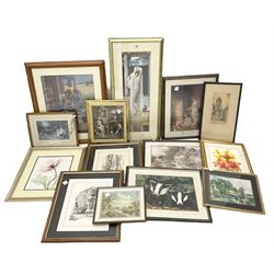Approximately fourteen framed pictures and prints of various scenes
