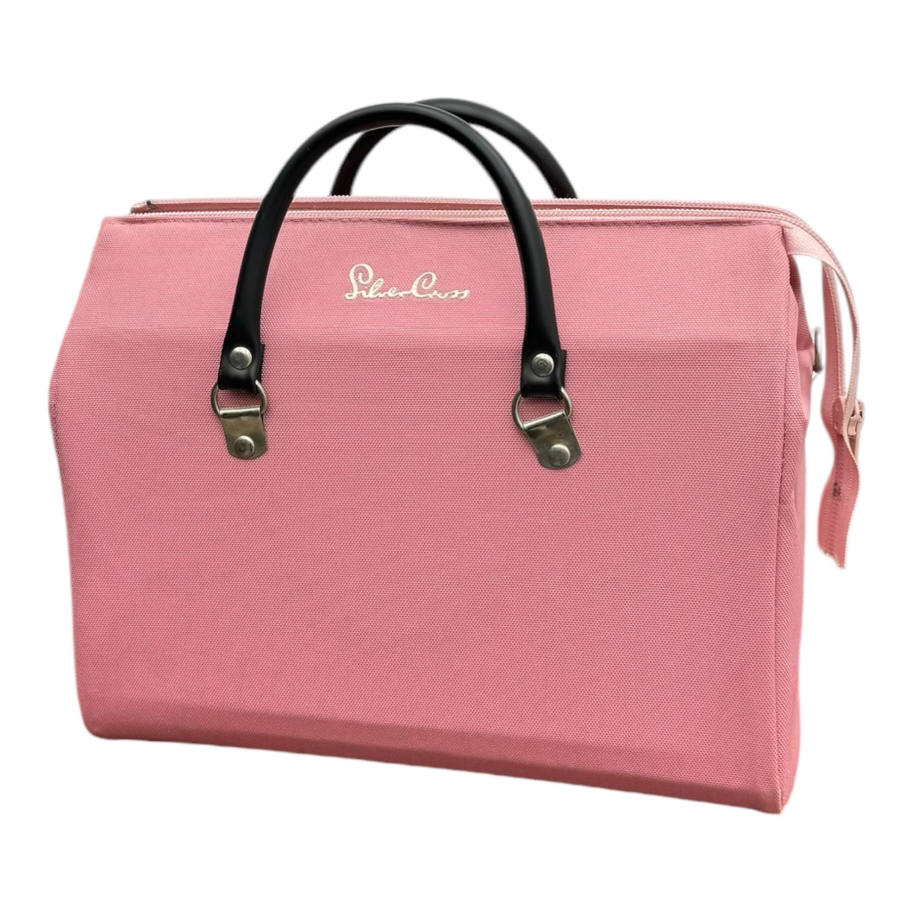 Silver Cross Oberon dolls carriage pram, pink with canopy, H