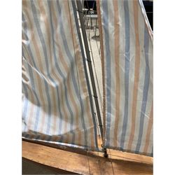 Large pond yacht with simulated planked mahogany deck, mahogany hull, wooden keel and stern fin and tubular aluminium mast with two sails; on wooden stand L131cm H on stand 177cm