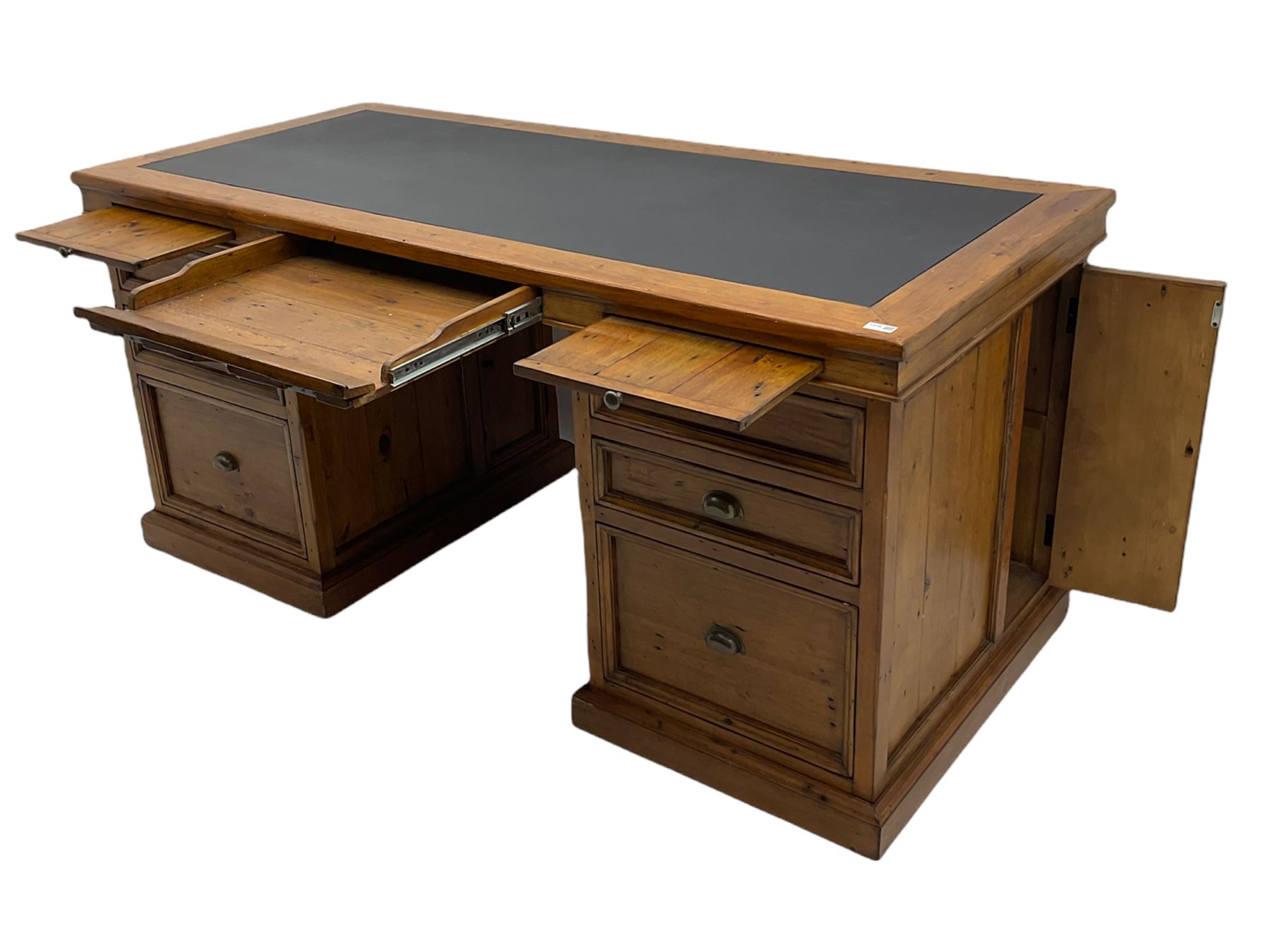 Barker & Stonehouse - Villiers reclaimed eastern pine twin pedestal desk, faux leather inset top