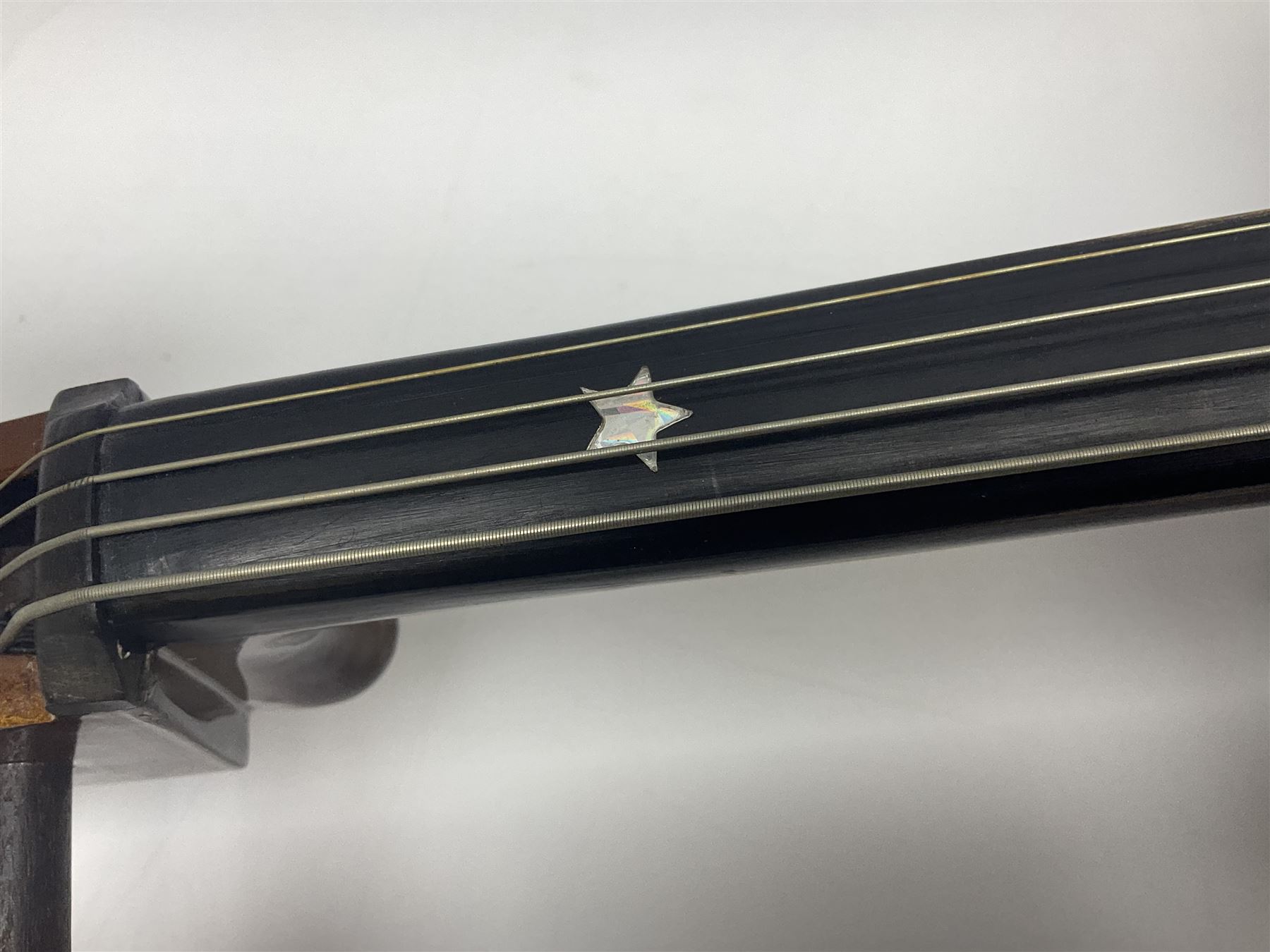 Stentor Student I quarter-size cello with 59.5cm two-piece maple back and ribs and spruce top; bears maker's label with serial no.M076096 L95.5cm overall; in Stentor soft carrying case with bow