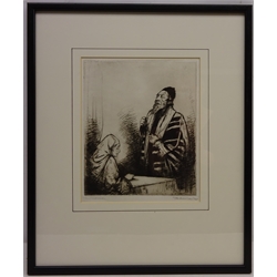  'The Mourner', drypoint etching signed and titled in pencil by John Henry Amshewitz (British 1882-1942) 24cm x 20cm  