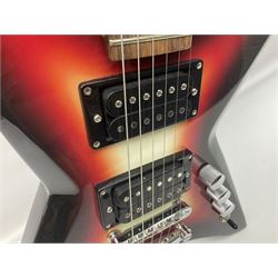 Jaxville X-Factor six-string electric guitar with three-tone X-shaped body L116cm overall.