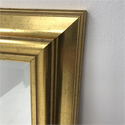 Two rectangular bevel edged gilt framed wall mirrors, W76cm, H137cm