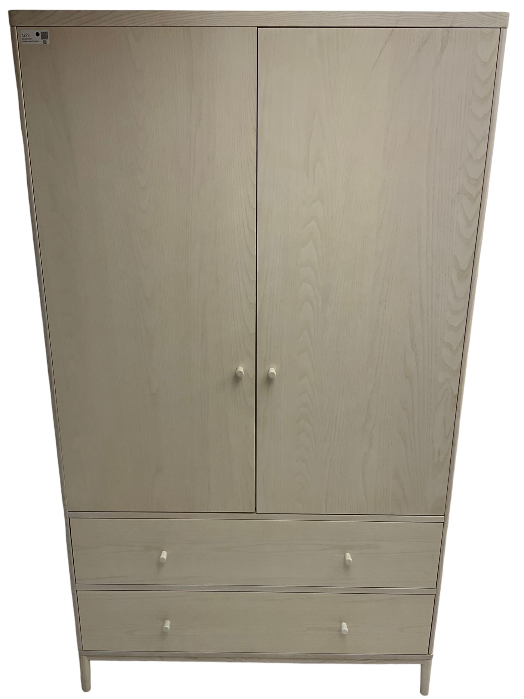 Ercol - 'Salina' wardrobe enclosed by two doors, fitted with two long drawers