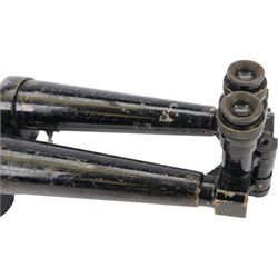 WWII French laquered brass rabbit ear trench periscope, stamped Societe D'Optique Paris No 15549 Telescope Stereoscope No 3 MKIA, with retailers stamp for Graticules A. Kershaw & Son 1938 with broad arrow mark