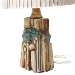Bernard Rooke (b1938) - Brutalist stoneware table lamp and shade H50cm overall, impressed mark 'Rooke' and 'Made in England'