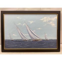 George Drury (British 1950-): 'The Big Class 1935', oil on board signed, titled verso 74cm x 49cm