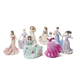 Eight Coalport figures, seven from the Age of Elegance collection, and Alison from the Lad...