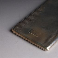 1920s silver cigarette case, with engine turned decoration and vacant cartouche, hallmarked Harman Brothers, Birmingham 1921, H13cm