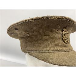 WW1 British Army stiff trench cap with Tank Corps cap badge