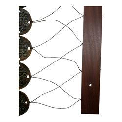 Attributed to Hornsea Pottery wall, hanging, with geometric circles attached to a wooden beam