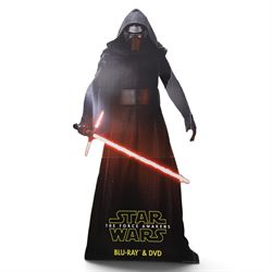 Star Wars cardboard advertising signs and a collection of posters, including life-size cardboard cut of Kylo-Ren, Star Wars Trilogy DVD display stand, etc